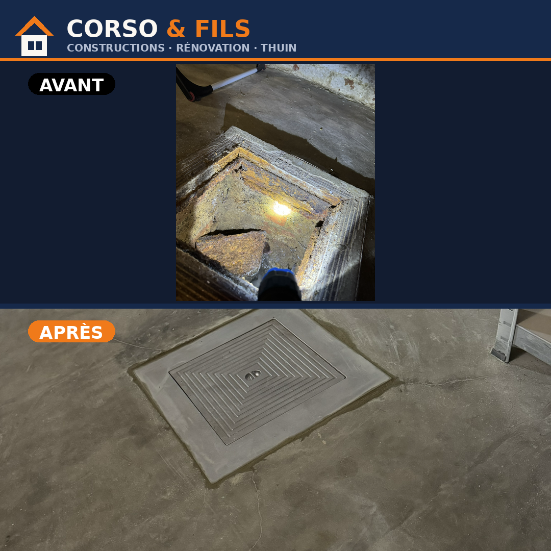 Avant après - rénovation regard de cave